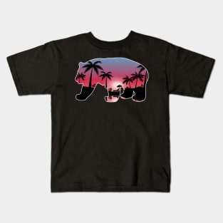 Panda Bear Beautiful Sunset Beach Palm Tree Kids T-Shirt